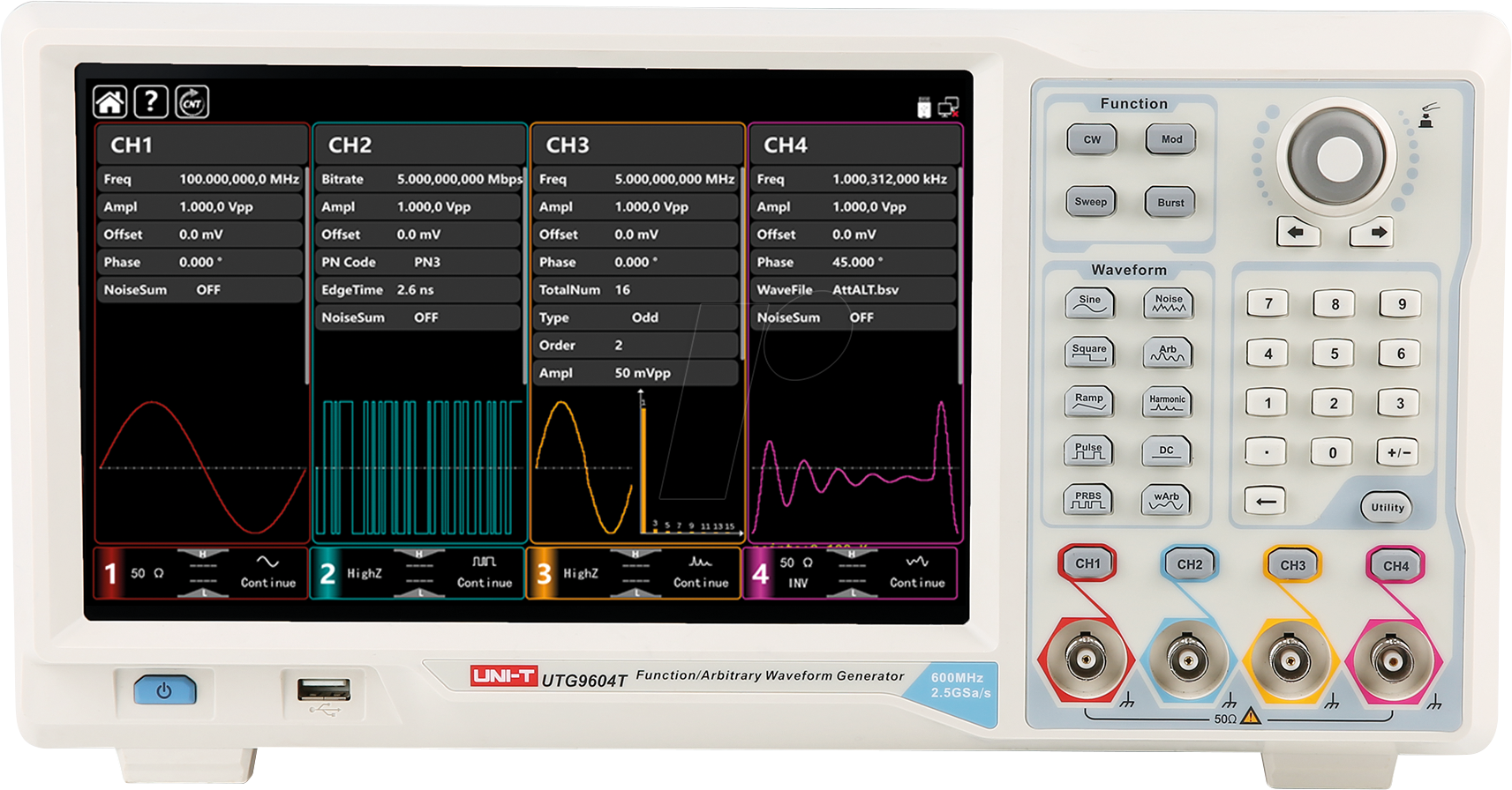 6935750596043 - UTG 9604T - Funktionsgenerator 600 MHz 4 Kanäle DDS