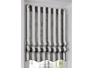 6936782372223 - Raffrollo HEINE HOME Gr 3 schwarz-weiß (schwarz weiß) Raffrollos 140cm Ösen 80cm B80cm H140cm