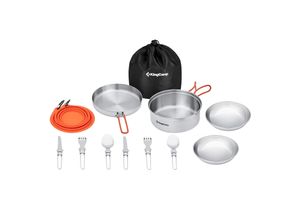 6936876821606 - KINGCAMP Camping Kochset Adventurer I Pro Koch Geschirr Set Stahl Topf Pfanne