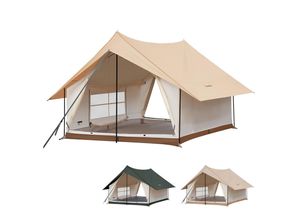 6936876844919 - KINGCAMP Hauszelt Pinehouse II Familien 3-4 Personen Zelt Campingzelt Baumwolle Farbe beige