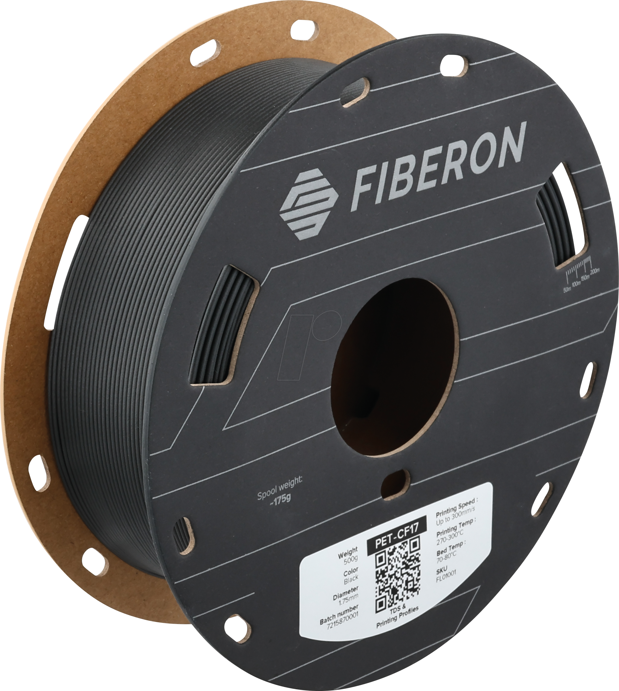 6938936714590 - POLYMAKER L01001 - Filament Fiberon PET-CF17 Black 175 mm 500g