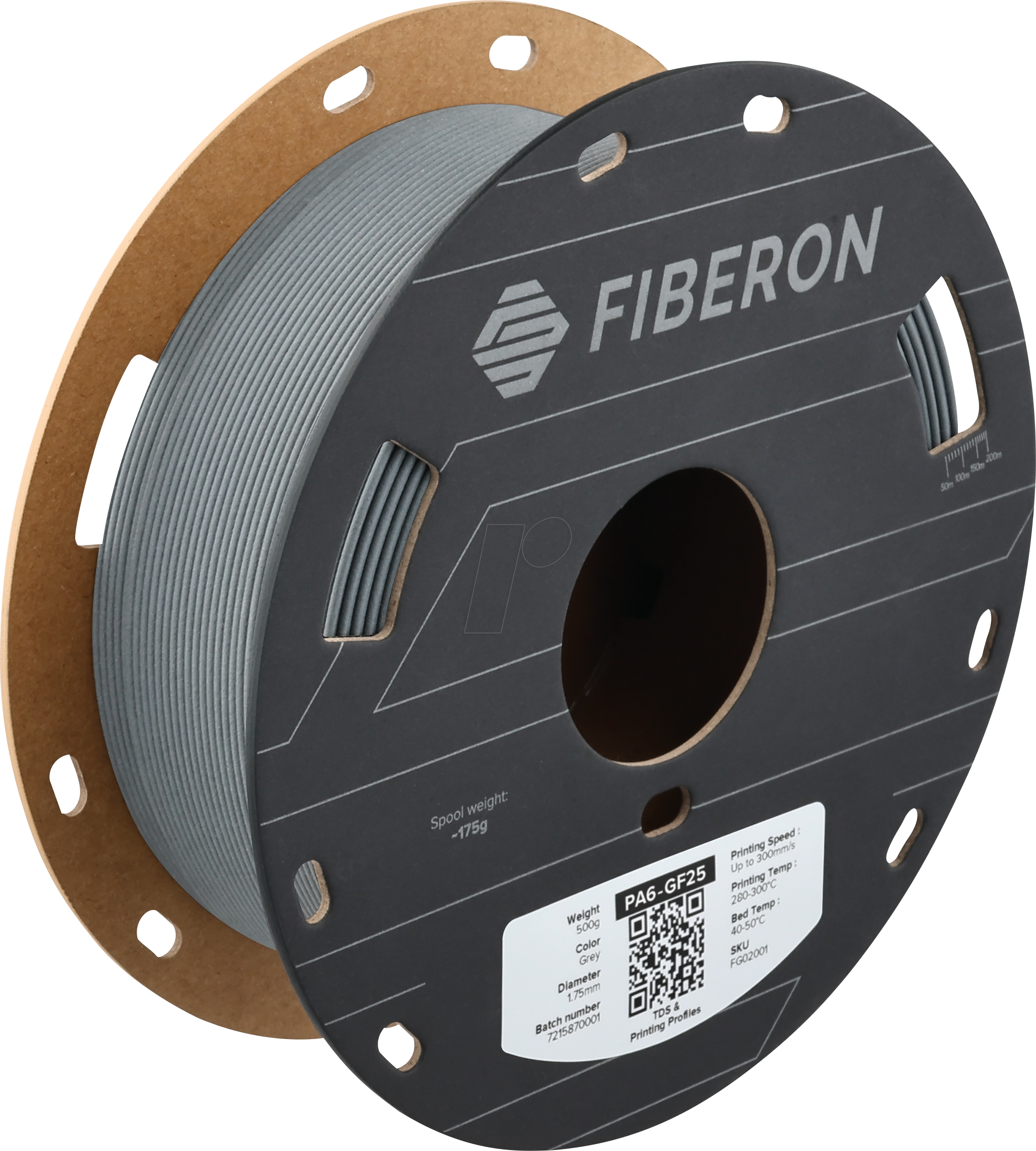 6938936714620 - POLYMAKER G02001 - Filament Fiberon PA6-GF25 Grey 175 mm 500g