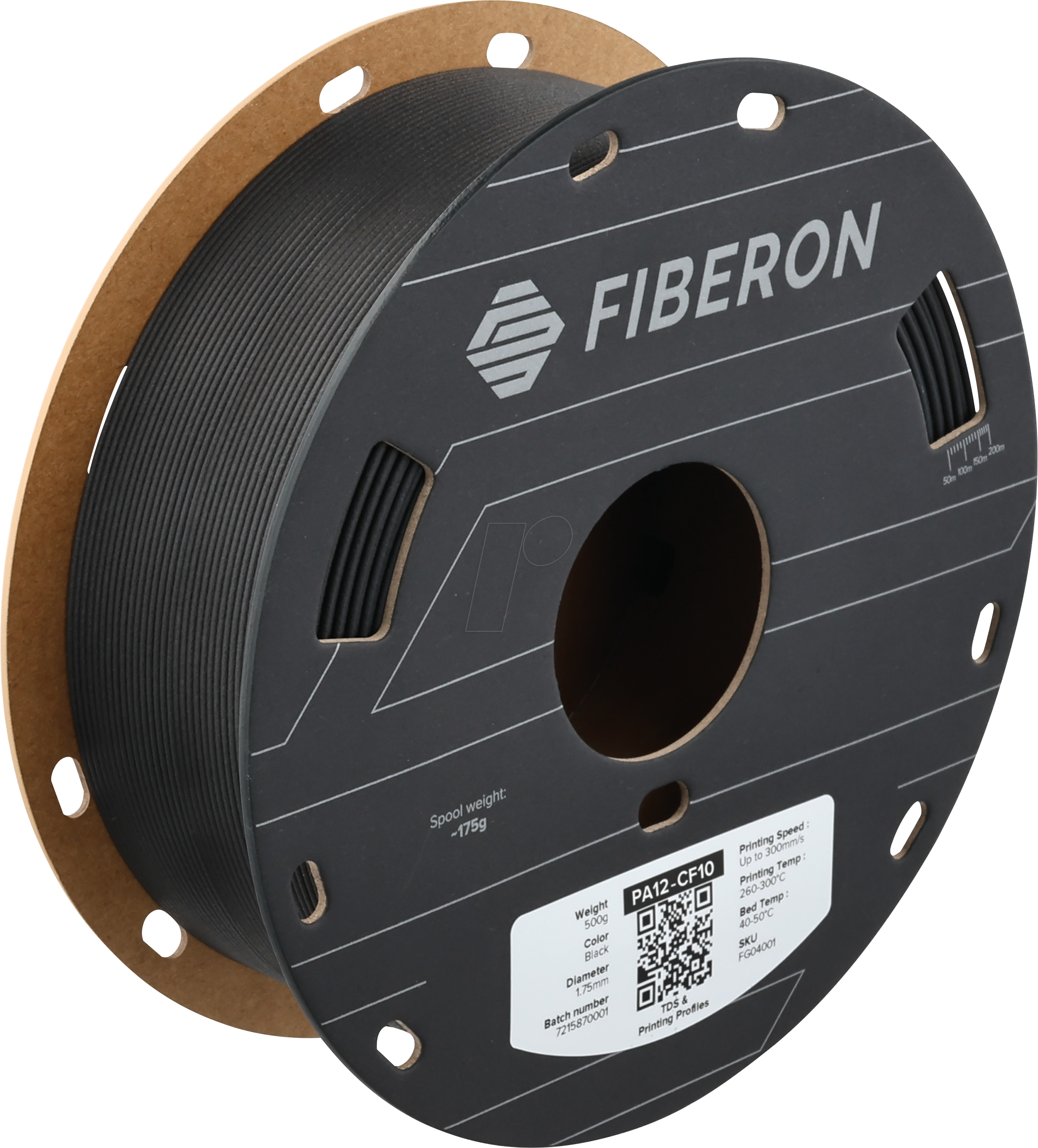 6938936714637 - POLYMAKER G04001 - Filament Fiberon PA12-CF10 Black 175 mm 500g