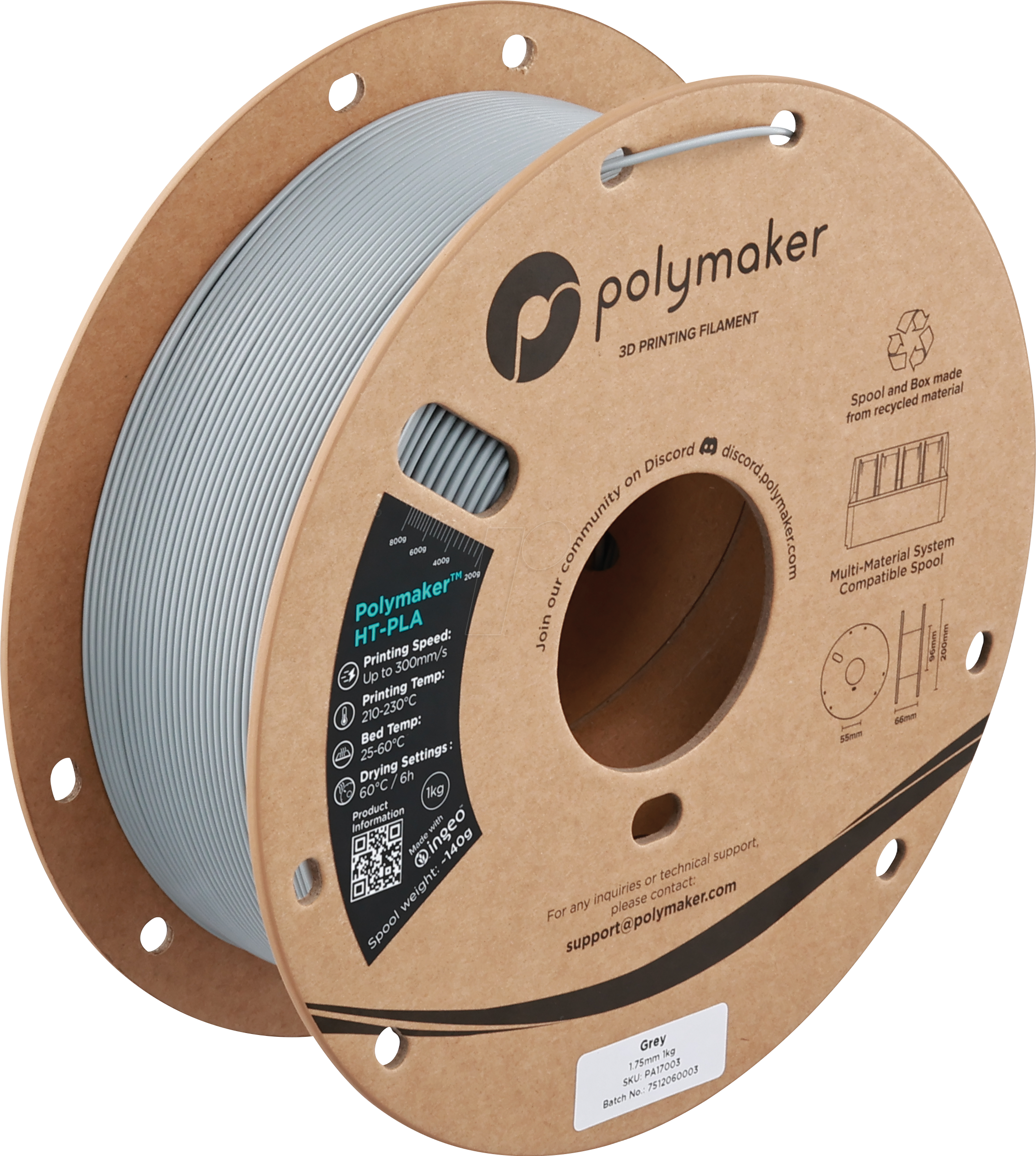 6938936716266 - POLYMAKER A17003 - Filament HT-PLA Grau 175 mm 1kg 6938936716266 - POLYMAKER A17003 - Filament HT-PLA Grau 175 mm 1kg