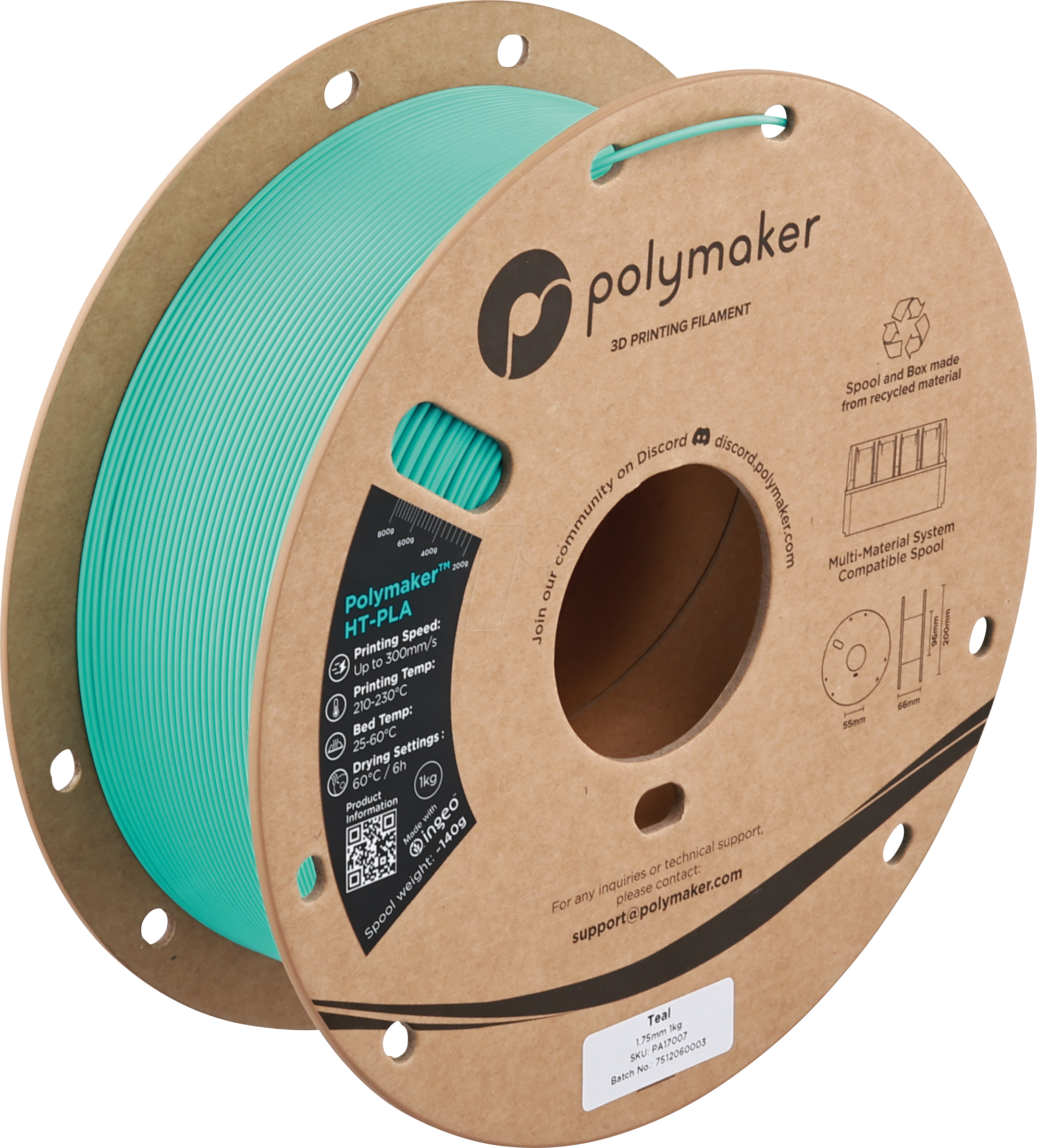 6938936716303 - POLYMAKER A17007 - Filament HT-PLA Teal 175 mm 1kg