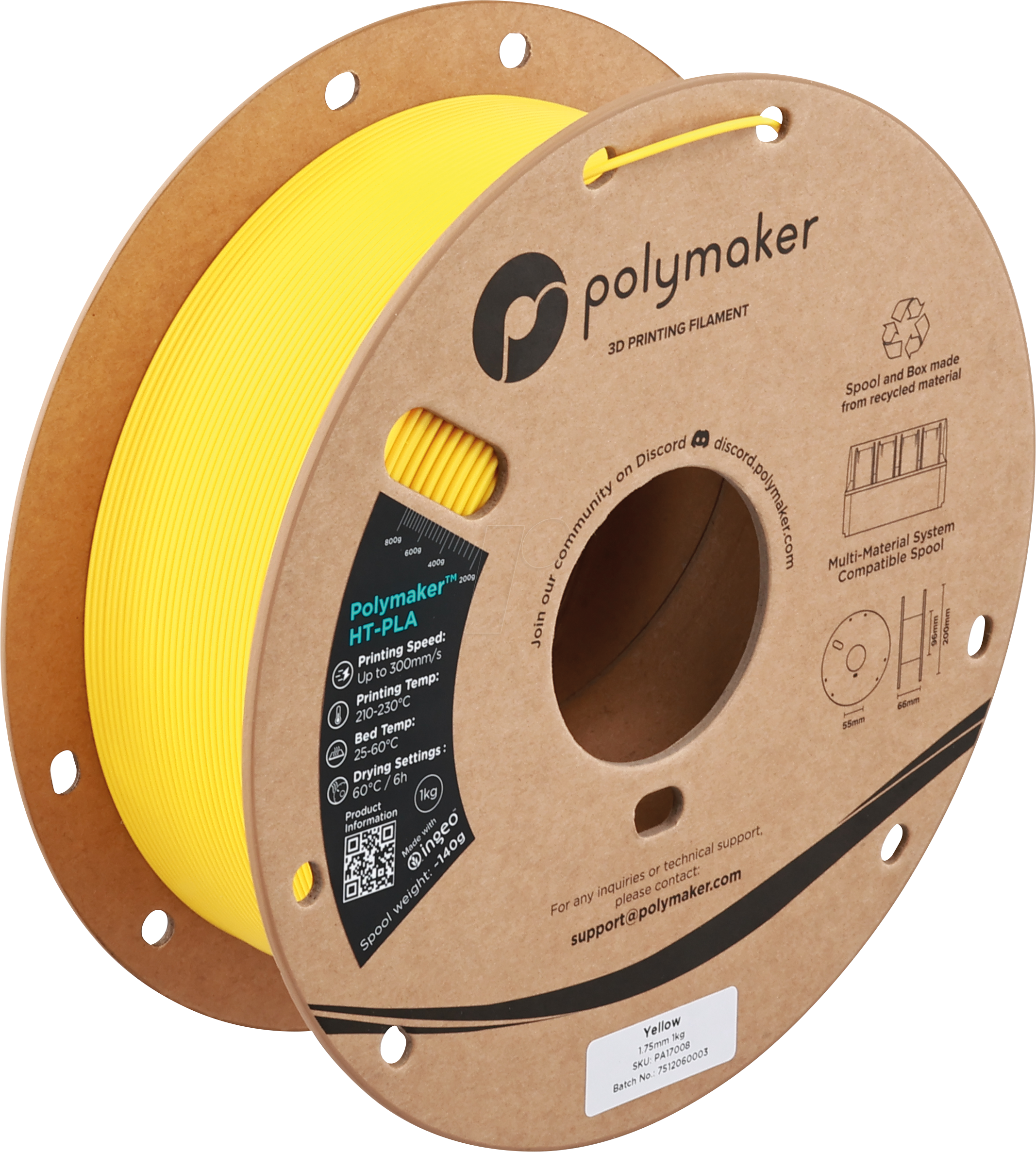 6938936716310 - POLYMAKER A17008 - Filament HT-PLA Gelb 175 mm 1kg