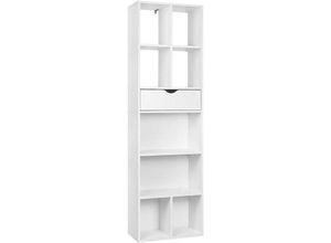 6941189612377 - Bücherregal Bücherschrank mit 8 Fächer aus mdf weiß - Woltu