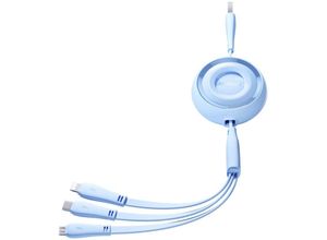 6941237121035 - Joyroom S-A40 Colourful Series 3in1 einziehbares Kabel USB-A auf USB-C   Apple geeignet   microUSB 1 m – blau