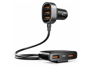 6941237122353 - Auto-Ladegerät 5x USB Eingang 62A mit Extension Schnell-Ladegerät KFZ Auto-Adapter Zigarettenanzünder kompatibel mit Smartphones Tablet