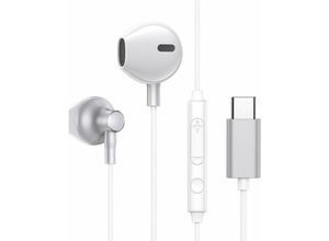 6941237167354 - Joyroom In-Ear USB Typ-C Ohrhörer mit Fernbedienung USB-C Anschluss Kopfhörer Silber