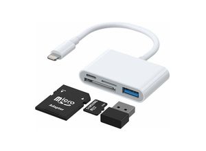 6941237169259 - Joyroom S-H142 Lightning auf USB OTG 7cm Kartenleser Adapter Micro-SD USB Lesegerät weiß