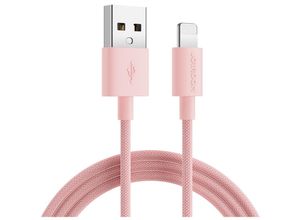 6941237170415 - Geflochtenes Kabel für iPhoneUSB-A - Lightning 2m pastellrosa