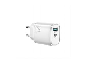 6941237186089 - Schnellladegerät USB-A Quick Charge 30   USB-C Power Delivery 20W Wandladgerät weiß