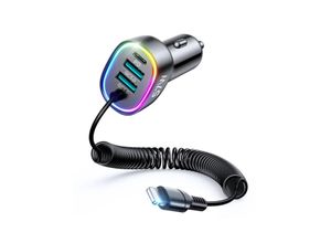 6941237198969 - 4-in-1-Auto-Schnellladegerät PD QC30 AFC FCP mit 16 m langem iPhone-Anschluss-Kabel schwarz