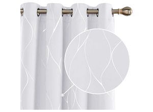 6941250277047 - Gardinen Blickdicht Vorhang mit Ösen 2er Set132x214 cm Grau Weiß - Grau Weiß - Deconovo