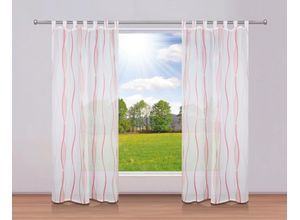 6941446601427 - Gardine MY HOME DIMONA Gr 4 rosa (weiß rosé) B140cm H245cm Voile Polyester Gardinen 2-er Set Voile Polyester Wellen