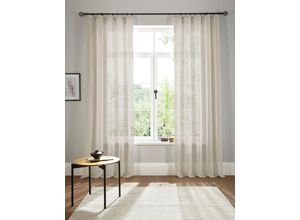 6941446602424 - Gardine ANDAS Fiete Gardinen Gr 175 cm Kräuselband 140 cm beige Leinen Optik Sichtschutz halbtransparent einfarbig Leinenoptik