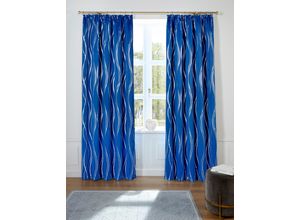 6941446602653 - Vorhang GUIDO MARIA KRETSCHMER HOME&LIVING Prag Gardinen Gr 225 cm Kräuselband 130 cm blau Kräuselband Verdunkelungsvorhang Foliendruck mit Wellen democratichome Edition