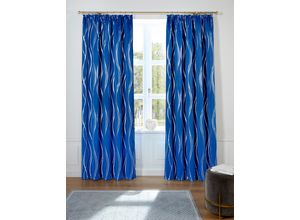 6941446602660 - Vorhang GUIDO MARIA KRETSCHMER HOME & LIVING Prag Gardinen Gr 245 cm Kräuselband 130 cm blau Verdunkelungsvorhang Foliendruck mit Wellen democratichome Edition