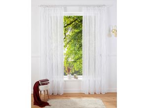 6941446602684 - Gardine MY HOME Mila Gr 2 grau (weiß grau) B140cm H175cm Voile Polyester Gardinen mit Wellenmuster bestickt Voile einfarbig
