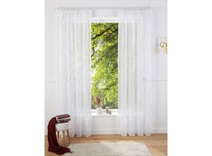 6941446602691 - Gardine GUIDO MARIA KRETSCHMER HOME&LIVING Mila Gardinen Gr 225 cm Kräuselband 140 cm grau (weiß grau) Wellenmuster Voile einfarbig democratichome Edition bestickt