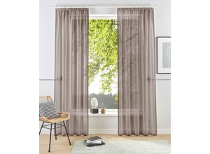 6941446605265 - Gardine MY HOME XANA Gr 2 braun (taupe) B140cm H175cm Voile Polyester Gardinen Voile Bestseller einfarbig 1 Schal pflegeleicht unifarben