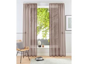 6941446605289 - Gardine MY HOME XANA Gr 4 braun (taupe) B140cm H245cm Voile Polyester Gardinen Voile Bestseller einfarbig 1 bzw 2 Schals pflegeleicht unifarben