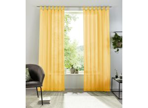 6941446605906 - Gardine MY HOME XANA Gr 2 gelb B140cm H175cm Voile Polyester Gardinen Bestseller einfarbig 1 Schal pflegeleicht unifarben