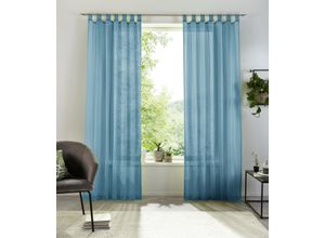 6941446610689 - Gardine MY HOME XANA Gr 2 blau B145cm H175cm Voile Polyester Gardinen Bestseller einfarbig 1 Schal pflegeleicht unifarben