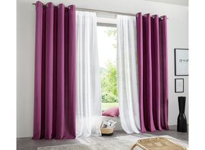 6941446627328 - Vorhang MY HOME Raja Gr 4 lila (beere) B140cm H245cm Polyester Recyceltes Material Gardinen 2er-Set Bestseller einfarbig modern pflegeleichte Mikrofaser