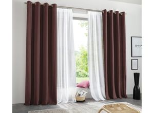 6941446627397 - Vorhang MY HOME Raja Gr 5 braun B140cm H265cm Polyester Recyceltes Material Gardinen 2er-Set Bestseller einfarbig modern pflegeleichte Mikrofaser