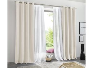 6941446627441 - Vorhang MY HOME Raja Gardinen Gr 245cm Ösen 140cm beige (champagner) 2er-Set Bestseller einfarbig modern pflegeleichte Mikrofaser Bestseller