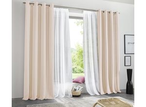 6941446627656 - Vorhang MY HOME Raja Gr 1 beige (sand) B140cm H145cm Polyester Recyceltes Material Gardinen 2er-Set Bestseller einfarbig modern pflegeleichte Mikrofaser