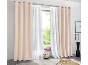 6941446627670 - Vorhang MY HOME Raja Gr 3 beige (sand) B140cm H225cm Polyester Recyceltes Material Gardinen 2er-Set Bestseller einfarbig modern pflegeleichte Mikrofaser