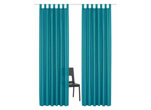 6941446628608 - Vorhang HOME AFFAIRE Parry Gardinen Gr 295 cm Schlaufen 140 cm blau (aquablau) Schlaufen 2-er Set blickdicht monochrom basic