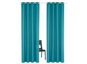 6941446629094 - Vorhang HOME AFFAIRE Parry Gr 1 blau (aquablau) B140cm H145cm Polyester Recyceltes Material Gardinen 2-er Set blickdicht monochrom basic