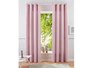 6941446629438 - Vorhang HOME AFFAIRE Parry Gardinen Gr 265 cm Ösen 140 cm rosa (rosé) Gardine 2-er Set blickdicht monochrom basic