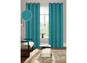 6941446630021 - Vorhang BRUNO BANANI Lagan Gr 4 blau (petrol) B140cm H245cm Polyester Polyester Gardinen 2-er Set gewebt Microfaser versch Größen einfarbig Bestseller