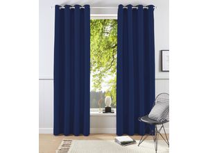 6941446630373 - Vorhang BRUNO BANANI Lagan Gr 3 blau (dunkelblau) B140cm H225cm Polyester Polyester Gardinen 2-er Set gewebt Microfaser versch Größen einfarbig Bestseller