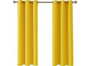 6941485081532 - Deconovo - Vorhang Blickdicht Vorhänge Wohnzimmer Gardinen mit Ösen Verdunklungsvorhänge Thermovorhang Kälteschutz Schallschutz Vorhang 2er Set