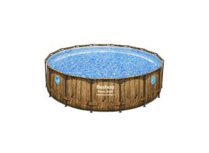 6941607311356 - Bestway® Power Steel™ Swim Vista Series™ Frame Pool Komplett-Set mit Filterpumpe Ø 488 x 122 cm Holz-Optik (Pinie) rund