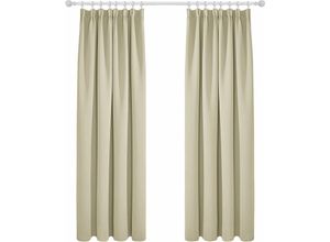 6941726309777 - Gardinen mit Kräuselband Vorhang Blickdicht Verdunklungsvorhänge Vorhänge Wohnzimmer Thermovorhang Kälteschutz 2er Set140x245 cm(BreitexHöhe) Beige