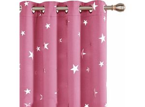 6941726335400 - Blickdicht Vorhang Verdunkelungsvorhang Sterne 2er Set117x138 cm(BreitexHöhe) Rosa - Rosa - Deconovo