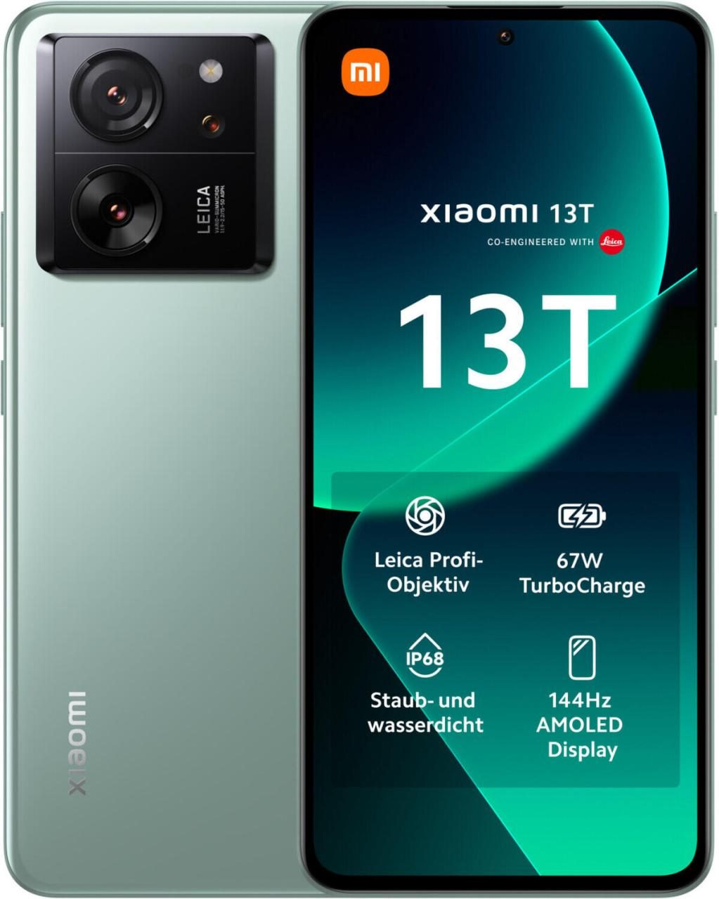 6941812735626 - XIAOMI Smartphone 13T mit 8GB RAM + 256GB internem Speicher Mobiltelefone 1694 cm (667 Zoll) 144 Hz CrystalRes AMOLED Display grün (hellgrün) Smartphone Android