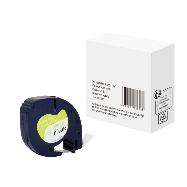 6941881236581 -  Schriftband WBDMRL91201WT 12mm x 4m schwarz weiß nein kompatibel zu D1 45016   S0720560 6941881236581 without brand