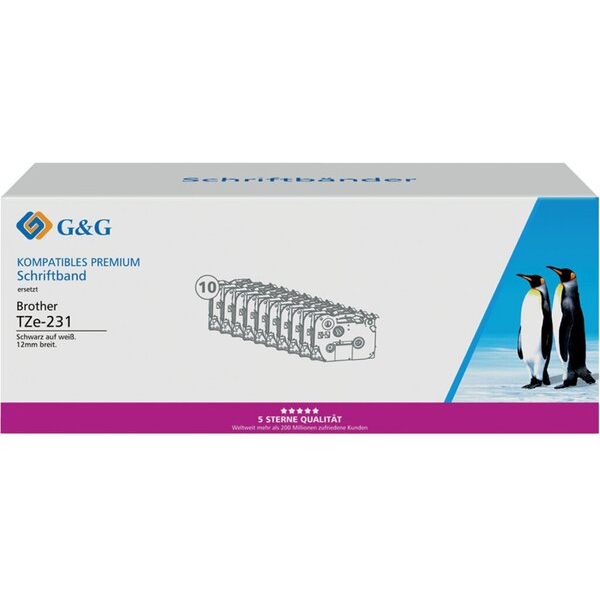 6941881284179 - Schriftband Vorteilspack 12 mm x 8 m kompatibel mit Brother TZe-231 6941881284179 G und G