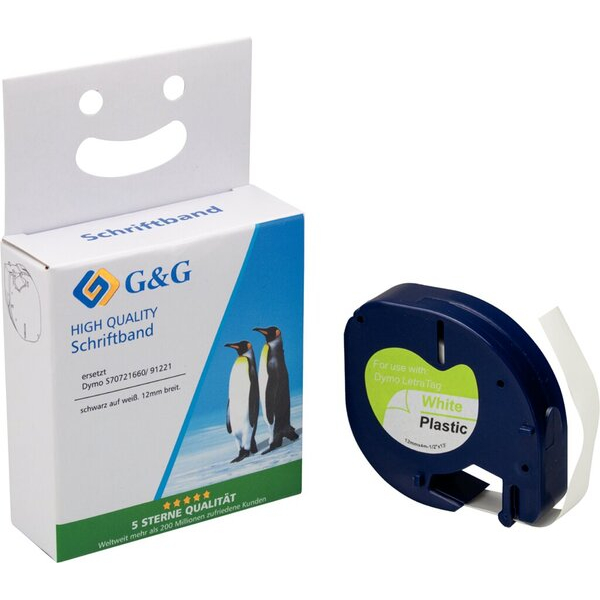 6941881284254 - Etikettenrollen für Etikettendrucker ersetzt DYMO 91221 S0721660 weiß 120 mm x 40 m 1 x