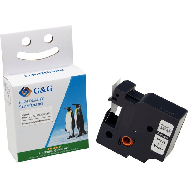 6941881284520 - Premium Schriftband 19mm7m komp zu 45803S0720830 schwarz auf weiß 6941881284520 G und G