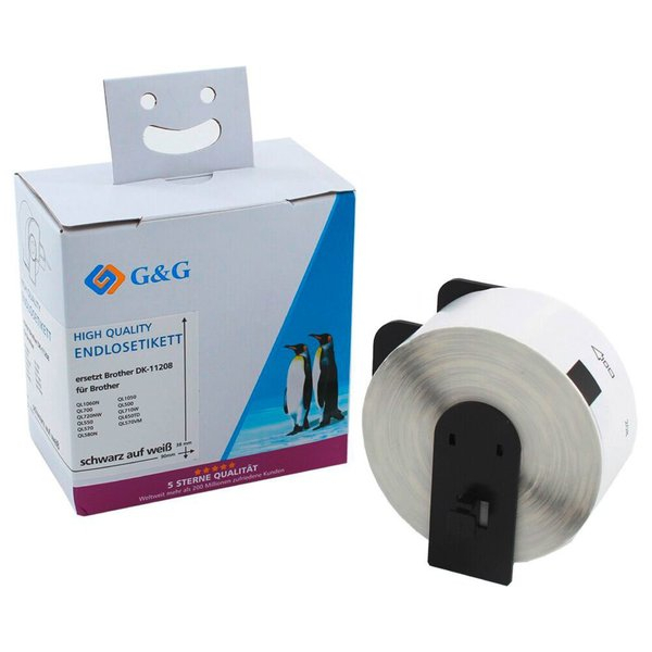 6941881284612 - Etikettenrollen für Etikettendrucker ersetzt brother DK-11208 weiß 380 x 900 mm 1 x 400 Etiketten