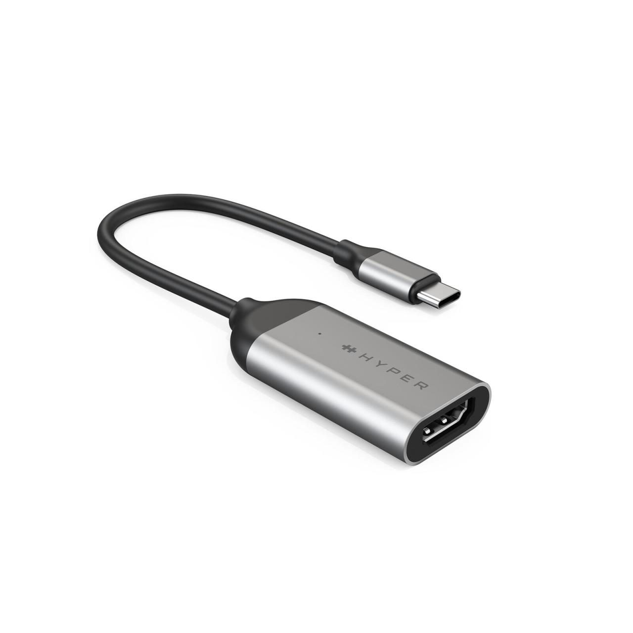 6941921147143 - HyperDrive - Videoadapter - 24 pin USB-C männlich zu HDMI weiblich - Silber - Support von 8K 60 Hz Support von 4K 144 Hz